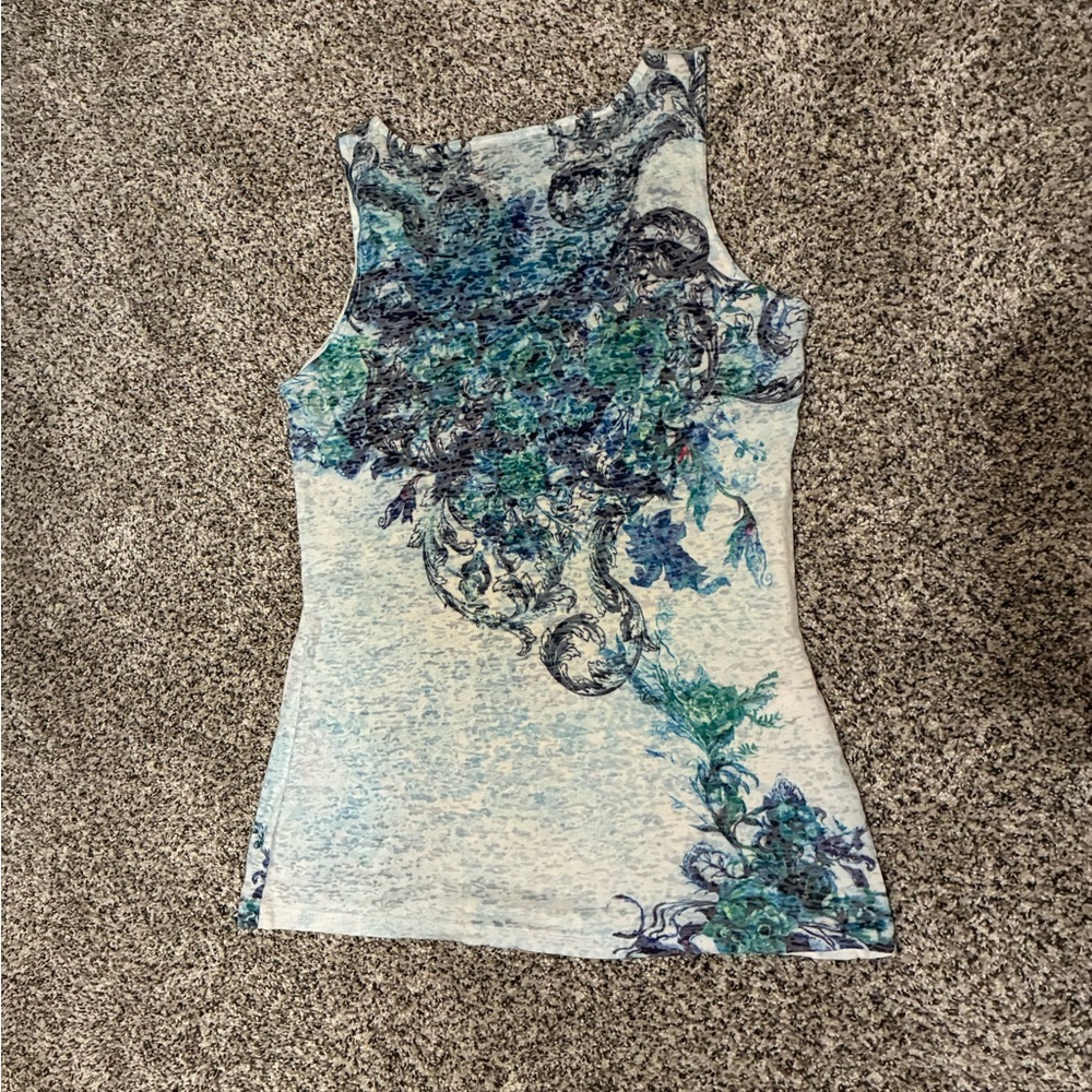 Express Printed Scoop Neck Sheer Tank Top, size M - Picture 7 of 11